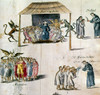 Mexico: Missionaries. /None Friar Protects His Followers From Attacking Demons, While Another Tries To Convert Two Mexican Indians To Christianity. Illumination From The Chronicles Of Michoac_n, By Pablo Beaumont, C1750. Poster Print by Granger Colle