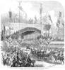 Paris Exposition, 1855. /Nthe Arrival Of Emperor Napoleon Iii And The Empress Eugenie At The Opening Of The Universal Exposition, 15 May 1855, In Paris, France. Wood Engraving From A Contemporary English Newspaper. Poster Print by Granger Collection