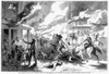 Quantrill'S Raiders, 1863. /Nthe Destruction Of The Town Of Lawrence, Kansas, And The Killing Of More Than 150 Inhabitants By Confederate Guerillas Led By William Clarke Quantrill, 21 August 1863. Contemporary American Wood Engraving. Poster Print by