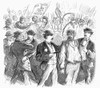 New York: Orange Riot. /Nspectators Are Searched For Concealed Weapons During The Parade On Fifth Avenue Of Protestant 'Orange' Irish, 12 July 1871. Wood Engraving From A Contemporary American Newspaper. Poster Print by Granger Collection - Item # VA