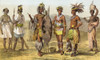 People Of Ethiopian Race In The Late 19Th Century. From Left To Right, Natives Of Senegambia. Peui Woman From The Village Of Kouar. Peui Man In War Costume. Kaffirs. Zulu In Visiting Dress. Zulu Dancing Girl. Young Zulu In Marriage Costume. Bechuana