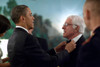 President Barack Obama Adjusts Dick Van Dyke'S Tie After His Performance At Ford'S Theater For The Presentation Of The Lincoln Medal To South African Archbishop Desmond Tutu And Constitutional Court Justice Albie Sachs. Aug. 12 2009. - Item # VAREVCH