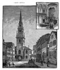 Old North Church, 1775. /Nthe Old North (Christ) Church In Boston, Massachusetts. In The Spire, Two Lanterns Glowed On The Night Of 18 April 1775 In A Prearranged Signal That The British Were Out During The American Revolutionary War. Line Engraving.