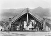 New Zealand: Maori. /Na Group Of Maori People In New Zealand Standing In Front Of Their 'Talking House,' A Ceremonial Structure Decorated With Ancestral Symbols. Photograph, Late 19Th Or Early 20Th Century. Poster Print by Granger Collection - Item #