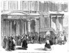 Charles Dickens (1812-1870). /Nenglish Novelist. A Crowd Gathers To Buy Tickets For Dickens' Reading At Steinway Hall In New York City During His American Reading Tour Of 1867-68. Wood Engraving, American, 1867. Poster Print by Granger Collection - I