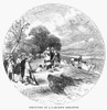 Mormon Discovery, 1834. /Njoseph Smith And A Group Of Mormons Discover The Skeleton Of A 'Lamanite' Warrior While Journeying Through The Wilderness In Southern Illinois, 1834. Wood Engraving, American, 1853. Poster Print by Granger Collection - Item