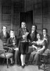 Famous Writers. /Nfictitious Group Portrait Of Famous British Writers. From Left: Thomas Moore, Lord Byron, Sir Walter Scott, Robert Southey, Felicia Hemans, And Percy Bysshe Shelly. Lithograph, 19Th Century. Poster Print by Granger Collection - Item