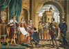 Christopher Columbus /Nbeing Given The Sailing Commission By King Ferdinand And Queen Isabella For His Enterprise Of The Indies In Sante Fe, Spain, On April 30, 1492: Colored Engraving, 19Th Century. Poster Print by Granger Collection - Item # VARGRC