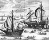 Russian Navy, C1700. /Ntsar Peter I'S Model Navy, Created After Learning The Art Of Shipbuilding In The Netherlands In 1697. Line Engraving From 'Diarium Itineris In Moscovium,' By Johann Georg Korb, 1700. Poster Print by Granger Collection - Item #