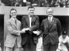 Sisler, Ruth & Cobb, 1924. /Namerican Professional Baseball Players George Sisler, Babe Ruth And Ty Cobb, Photographed At The Opening Game Of The World Series Between The New York Giants And The Washington Senators, 4 October 1924. Poster Print by Gr