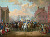 New York: Washington, 1783. /Ngeorge Washington'S Triumphant Entry Into New York City On 25 November 1783, After The Evacuation Of The City By The British. Lithograph, American, 1879, By Edmund P. And Ludwig Restein. Poster Print by Granger Collectio