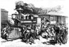 Great Railroad Strike, 1877. /Nstriking Railroad Workers Dragging Firemen And Engineers From A Baltimore Freight Train At Martinsburg, West Virginia, 17 July 1877. Contemporary American Wood Engraving. Poster Print by Granger Collection - Item # VARG