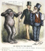 Darwin Cartoon. /Nan 1871 Cartoon By Thomas Nast Satirizing Charles Darwin'S Theory Of Evolution By Showing A Gorilla Seeking The Protection Of Henry Bergh, The Founder Of The American Society For The Prevention Of Cruelty To Animals (Aspca). Poster