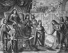 Anne Of Austria /N(1601-1666). Queen And Queen Regent (1643-61) Of France. Anne At The Beginning Of Her Regency, 1643; Cardinal Mazarin Stands Closest To The Young King Louis Xiv. Contemporary Engraving By Nicolas Picart. Poster Print by Granger Coll