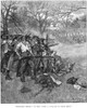 Battle Of Lexington, 1775. /Ncolonial Minutemen Confront British Troops On Lexington Green At The Start Of The American Revolution, 19 April 1775. Wood Engraving, American, 1883, After Howard Pyle. Poster Print by Granger Collection - Item # VARGRC00