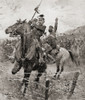 The German cavalry, the Uhlans, come up against barbed wire erected by the Belgians to stop their advance during World War One.   From The History of the Great War, published c. 1919 Poster Print by Hilary Jane Morgan / Design Pics - Item # VARDPI122 The German cavalry, the Uhlans, come up against barbed wire erected by the Belgians to stop their advance during World War One.   From The History of the Great War, published c. 1919 Poster Print by Hilary Jane Morgan / Design Pics - Item # VARDPI122