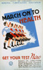 New Deal: Wpa Poster. /N'March On To Health.' /Ncity Of Chicago Municipal Tuberculosis Sanitarium Poster Promoting Tuberculosis Testing. Poster Ran From 1936 To 1941 For The Works Progress Adminstration'S Federal Arts Project. Poster Print by Granger