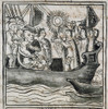 Cortez At Veracruz, 1519. /Nhernando Cortes Receiving Tribute In His Boat At The Time Of His Arrival In Veracruz In 1519. Illumination From The Codex Florentino, C1540, Compiled By Bernardino De Sahagun (1499-1590). Poster Print by Granger Collection