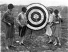 Washington D.C.: Archery. /Nfour Young Women From The Marjorie Webster School Identified As Louise Walraven, Imogene Koonce, Helyn Braskie And Helen Ackerman Examining An Archery Target, Washington D.C. Photograph, 30 November 1926. Poster Print by G