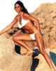 Caroline Munro - white bikini on rocks Photo Print (8 x 10) - Item # DAP14643