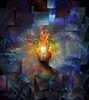 Man with burning head in cosmic space Poster Print by Bruce Rolff/Stocktrek Images - Item # VARPSTRFF200687S