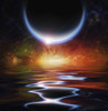 Black planet rises over vivid starry horizon and reflecrs in the water surface Poster Print by Bruce Rolff/Stocktrek Ima - Item # VARPSTRFF200934S