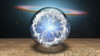Surrealism. Splash of clouds and lightnings inside crystal ball. Galaxy disk on a background. Poster Print by Bruce Rolf - Item # VARPSTRFF200974S