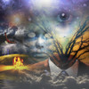 Surrealism. God's eye, eagle, fire and clouds. Suit and branches of a tree. Poster Print by Bruce Rolff/Stocktrek Images - Item # VARPSTRFF201062S