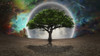 Green tree in arid land. Full moon in the vivid sky. 3D rendering. Poster Print by Bruce Rolff/Stocktrek Images (17 x 11 - Item # VARPSTRFF201215S