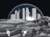 Lunar city and astronauts Poster Print by Bruce Rolff/Stocktrek Images - Item # VARPSTRFF201317S
