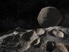 Dactyl moon hovering in the sky above asteroid Ida. Poster Print by Steven Hobbs/Stocktrek Images - Item # VARPSTSHB100041S