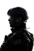 Silhouette of young soldier in military helmet on white background. Poster Print by Oleg Zabielin/Stocktrek Images (11 x - Item # VARPSTZAB100219M
