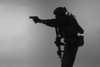 Silhouette of a U.S. Marine Corps Marsoc raider aiming pistol, gray background. Poster Print by Oleg Zabielin/Stocktrek - Item # VARPSTZAB102134M