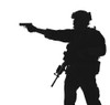 Silhouette of a U.S. Marine Corps Marsoc raider aiming pistol, white background. Poster Print by Oleg Zabielin/Stocktrek - Item # VARPSTZAB102139M