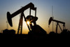Silhouette of a pumpjack with sunburst at sunrise; Acme, Alberta, Canada Poster Print by Michael Interisano / Design Pics - Item # VARDPI12540882