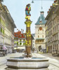 Berne Bagpipers Fountain And Prison Tower From Magic Lantern Slide. Hand Coloured Monochrome Photograph Poster Print by John Short / Design Pics - Item # VARDPI12327063