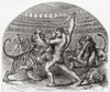 Gladiators fighting against wild animals in ancient Rome.  From Ward and Lock's Illustrated History of the World, published c.1882. Poster Print by Ken Welsh / Design Pics - Item # VARDPI12512930