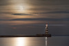 Roker Lighthouse Glowing At The End Of A Pier Under A Bright Full Moon Reflecting On Tranquil Water; Sunderland, Tyne And Wear, England Poster Print by John Short / Design Pics - Item # VARDPI12327708