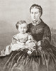 Alexandra Denmark 1844 1925 seen here whilst still Princess Wales holding her son prince Albert-Victor Future Queen United Kingdom Great Britain Ireland Empress India wife King-Emperor Edward VII Prince Albert Victor Duke Clarence Avondale1864 1892 L
