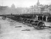 Magic lantern slide WW1 1914-1918 World war one images October 1915: German field guns captured Battle Loos are displayed London Referred time "The Big Push" Battle Loos marked first major example trench warfare It was also first time British used po