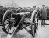 Magic lantern slide WW1 1914-1918 World war one images German field guns captured Battle Loos are displayed London Referred time "The Big Push" Battle Loos marked first major example trench warfare It was also first time British used poison gas Displ
