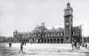 Magic lantern slide circa 1900Victorian/Edwardian social history Dunedin Railway Station Dunedin New Zealand's South Island designed George Troup is city's fourth station It earned its architect nickname "Gingerbread George" eclectic revived Flemish