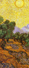 Olive Trees With Yellow Sky And Sun (center) Poster Print by Vincent Van Gogh - Item # VARPDX394104