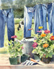 Blue jeans, Zinnias and Cow Poster Print by Gwendolyn Babbitt - Item # VARPDXBAB504
