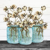 Blue Jars - Cotton Stems Poster Print by Cindy Jacobs