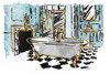 Blue Gold Sketch Bath Poster Print by OnRei OnRei - Item # VARPDXONRC206A