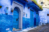 Chefchaouen, Morocco. Cat and blue door and buildings Poster Print by Jolly Sienda - Item # VARPDDAF29JSI0022