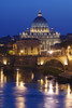 Italy, Rome, St. Peters Basilica, Tiber River night scene. Poster Print by Jaynes Gallery - Item # VARPDDEU16BJY0307