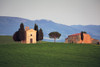 Italy, Tuscany, Val d'Orcia. Chapel of Vitaleta and house.  Poster Print by Jaynes Gallery - Item # VARPDDEU16BJY0286