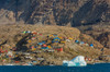 Greenland Uummannaq Colorful houses dot the rocky landscape Poster Print by Inger Hogstrom (24 x 18) # GR01IHO0291